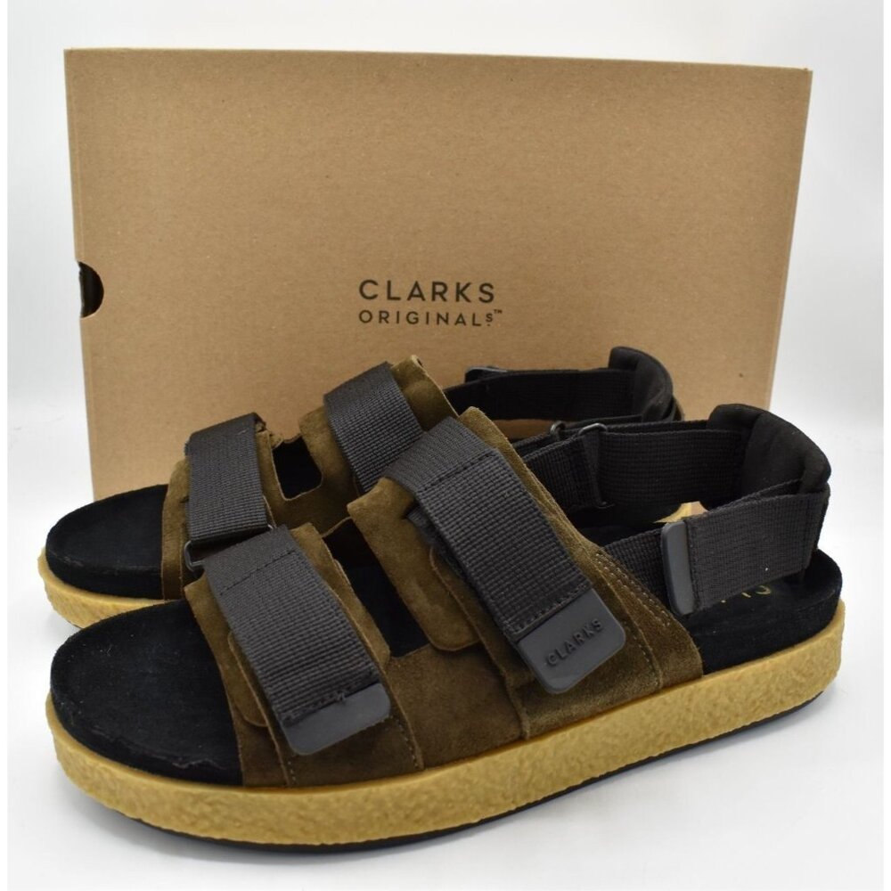 Clarks Overleigh Tor Sandal Men 11.5 Olive New Suede Crepe Sole Slide Shoes